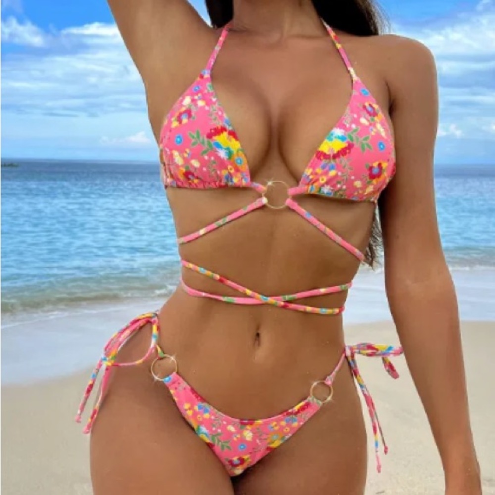 🆕 Boho Floral Wrap Around Bikini Set